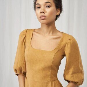 100% linen Cornflower Blue  Aurora  Midi dress Size 12/14